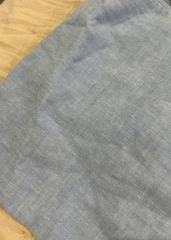 Mavi Keten Kadın Midi Blazer Ceket - Görsel 3