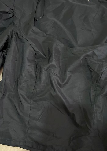 Siyah Drapeli Kadın Bluz, Uzun Kollu, Mini - Görsel 2