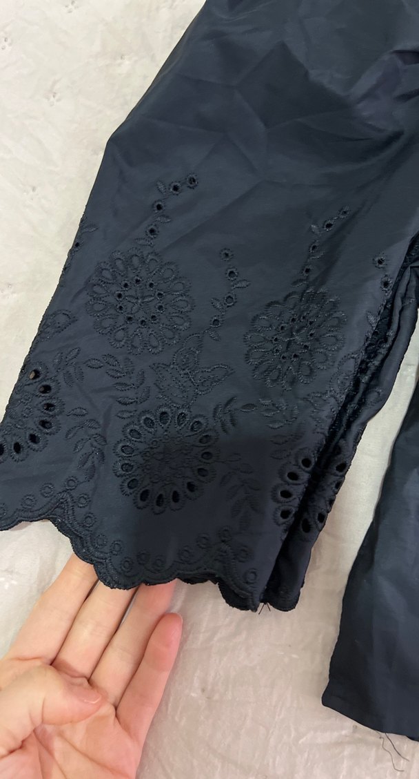 Siyah Drapeli Kadın Bluz, Uzun Kollu, Mini - Görsel 3