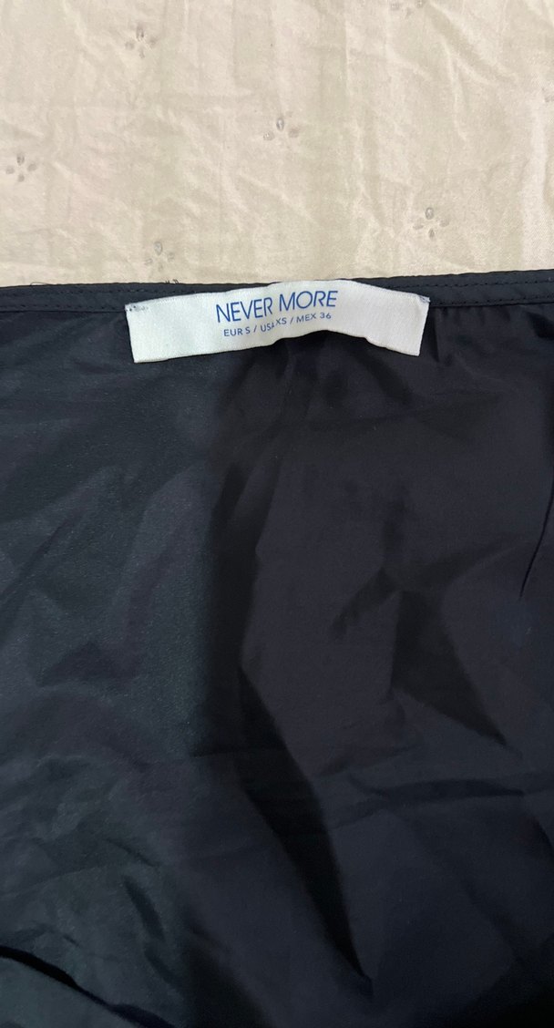 Siyah Drapeli Kadın Bluz, Uzun Kollu, Mini - Görsel 4