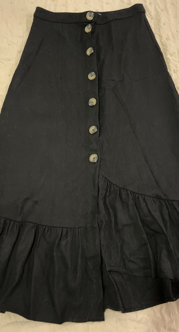 Düğmeli Siyah Uzun Etek - Görsel 2