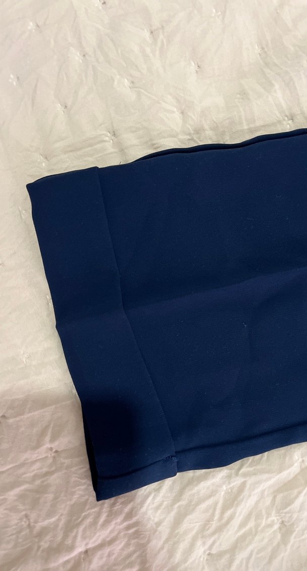 Lacivert Düz Kesim Kadın Kumaş Pantolon kısa paçalı - Görsel 4