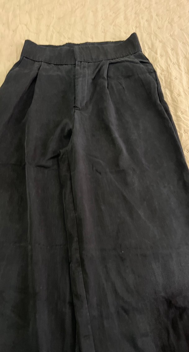 Antrasit Kadın Keten Bol Kesim Pantolon - Görsel 2