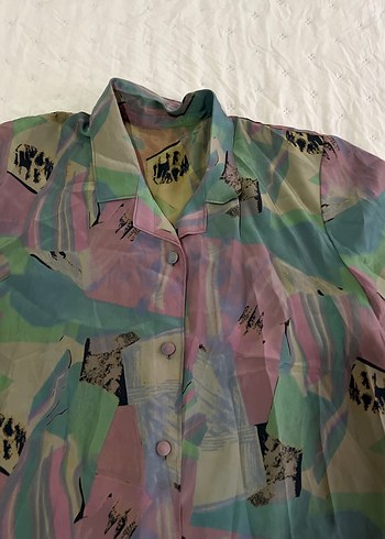 Kadın Çok Renkli Bol Kesim Kısa Kollu Gömlek - Görsel 2