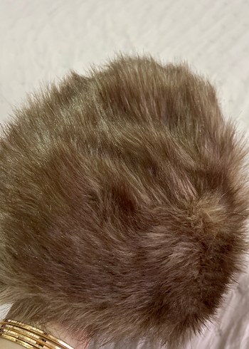 Kadın Bej Kürk Detaylı Şapka - Görsel 4