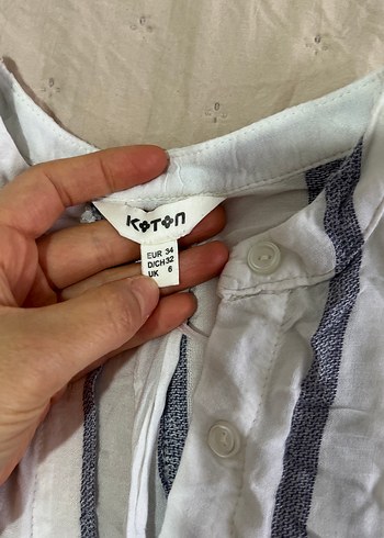 Düğmeli Uzun Kollu Keten Gömlek - Görsel 2