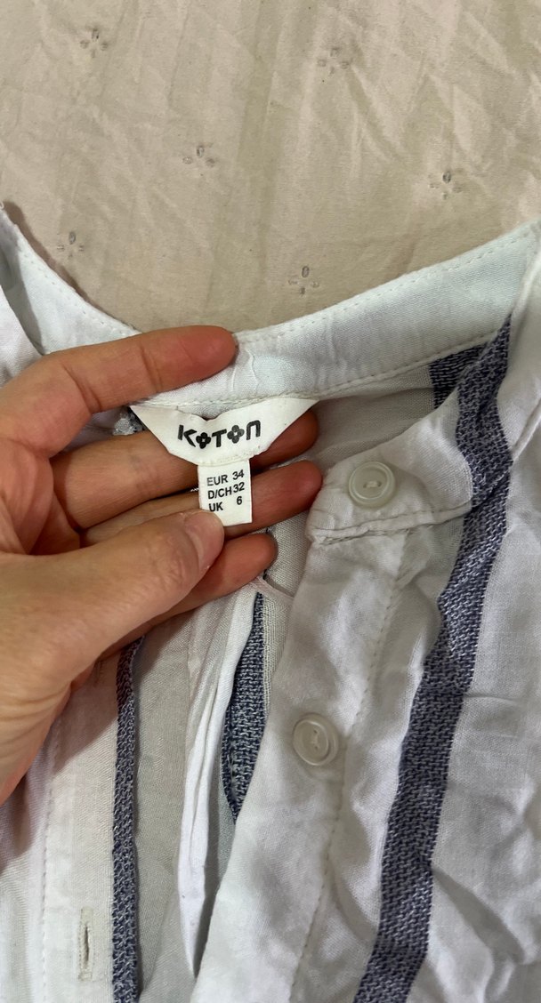 Düğmeli Uzun Kollu Keten Gömlek - Görsel 2