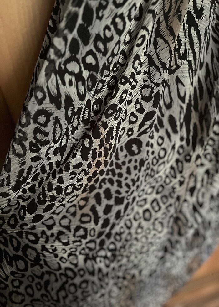 Leopar desenli tül elbise - Görsel 3