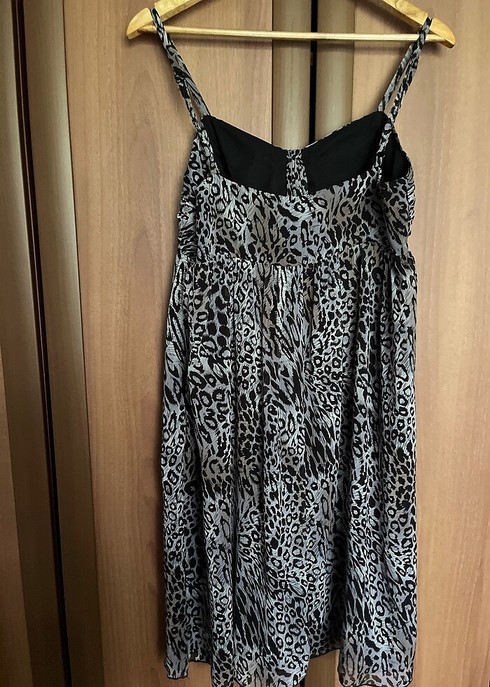 Leopar desenli tül elbise - Görsel 4