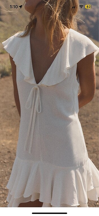 Fiyonklu fırfırlı kısa elbise - Görsel 2