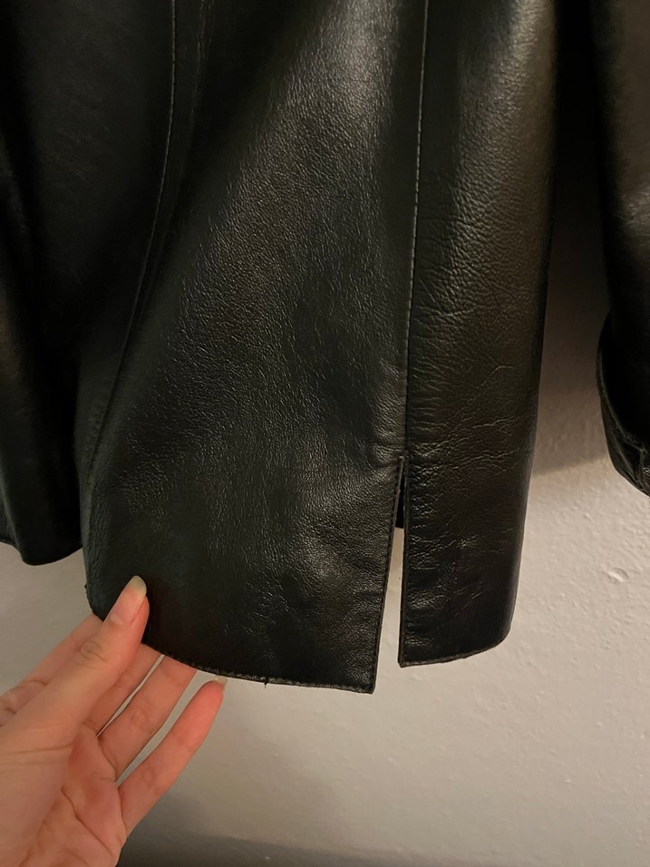 Vintage Siyah Deri Ceket - Görsel 3