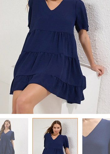 36 Beden Trendyolmilla geniş kesim lacivert Mini Elbise