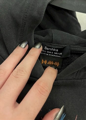s Beden Siyah Rock Punk Baskılı bershka Sweatshirt
