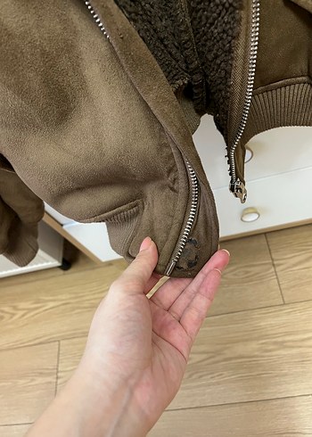 s Beden kahverengi Renk Bershka Kahverengi Süet Kürklü Kadın Ceket