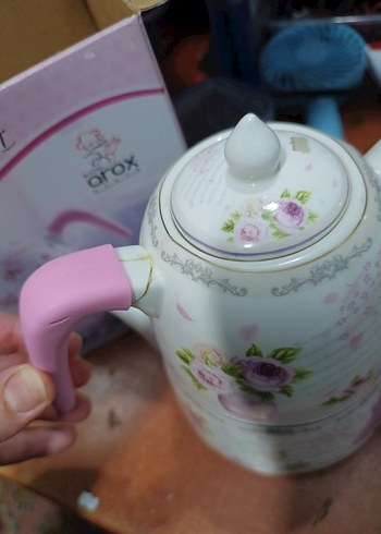  Beden pembe Renk Pastel Pembe Çaydanlık Seti Arox