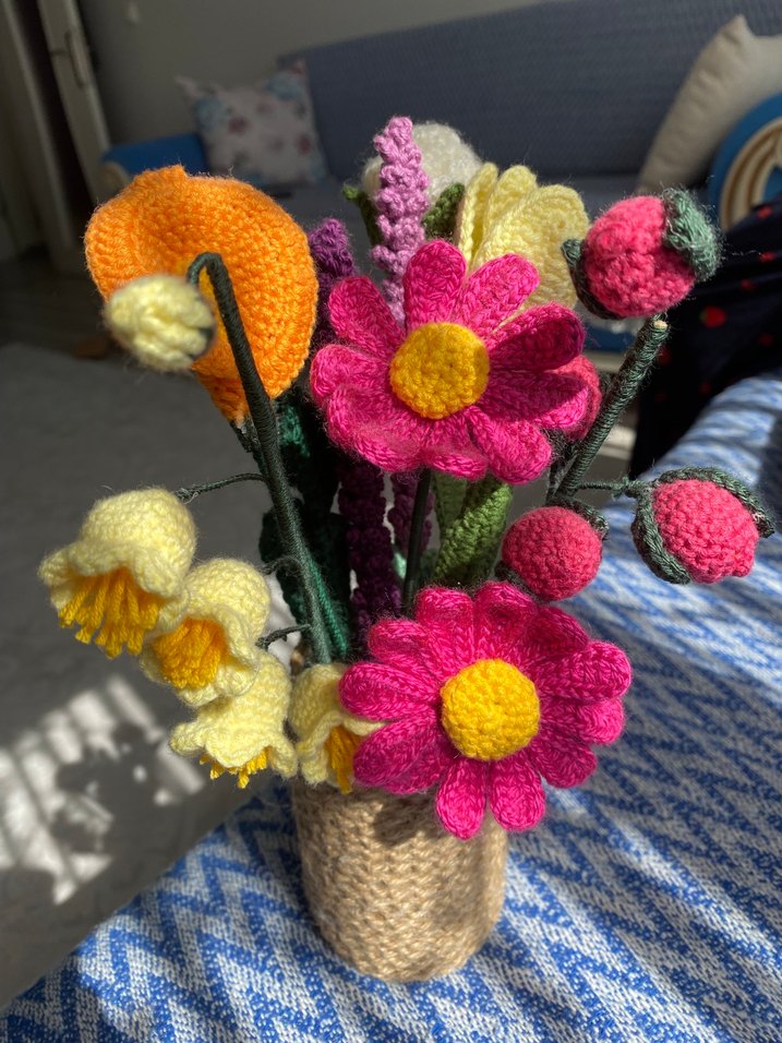 Bohem Tarzı El Örgüsü Çiçek Aranjmanı - Görsel 2