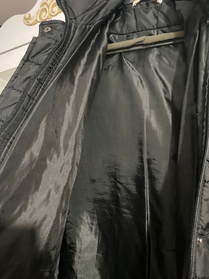 Kürk Detaylı Siyah Kadın Kışlık Ceket - Görsel 3