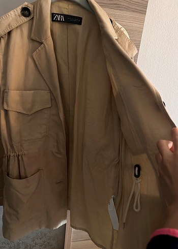 Düğmeli Bej Kadın Keten Ceket - Görsel 6