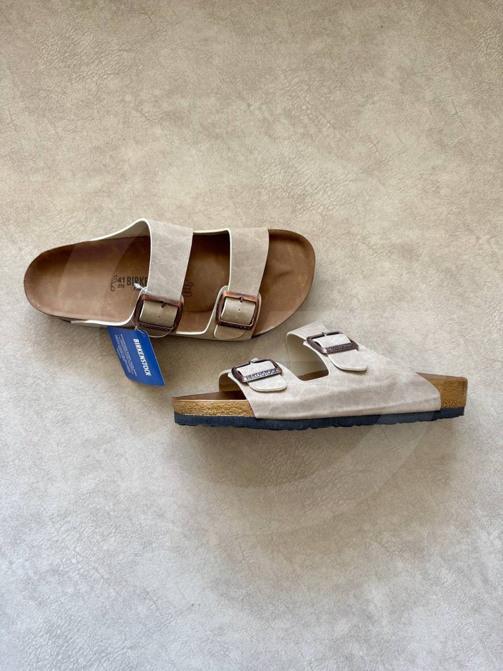 Bej Süet Kadın Terlikler, Dolgu Topuklu - Görsel 2