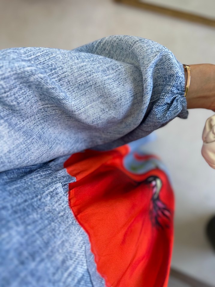 Püsküllü, Uzun Kol, V Yaka Kadın Bohem Elbise - Görsel 4