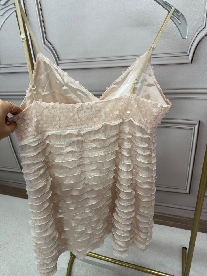 Beyaz Mini Askılı Bohem Gelinlik - Görsel 4