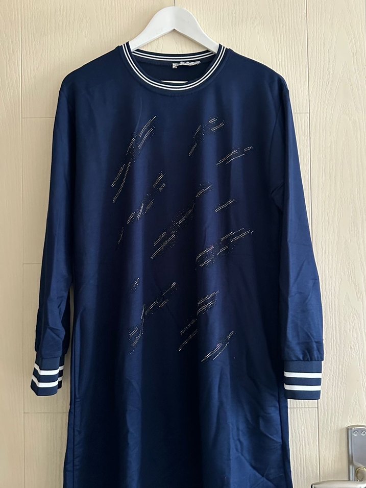 Lacivert günlük elbise - Görsel 3