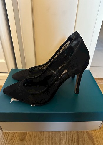 İnci dantel detaylı topuklu ayakkabı - Görsel 4