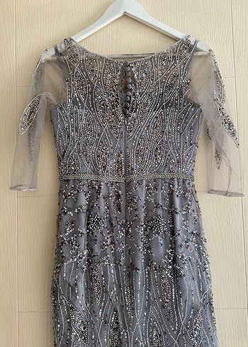 Özel dikim işlemeli gri abiye tuvalet - Görsel 8