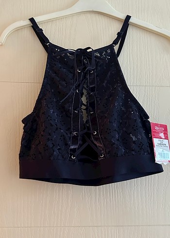 Lacivert Dantel Detaylı Büstiyer - Görsel 5