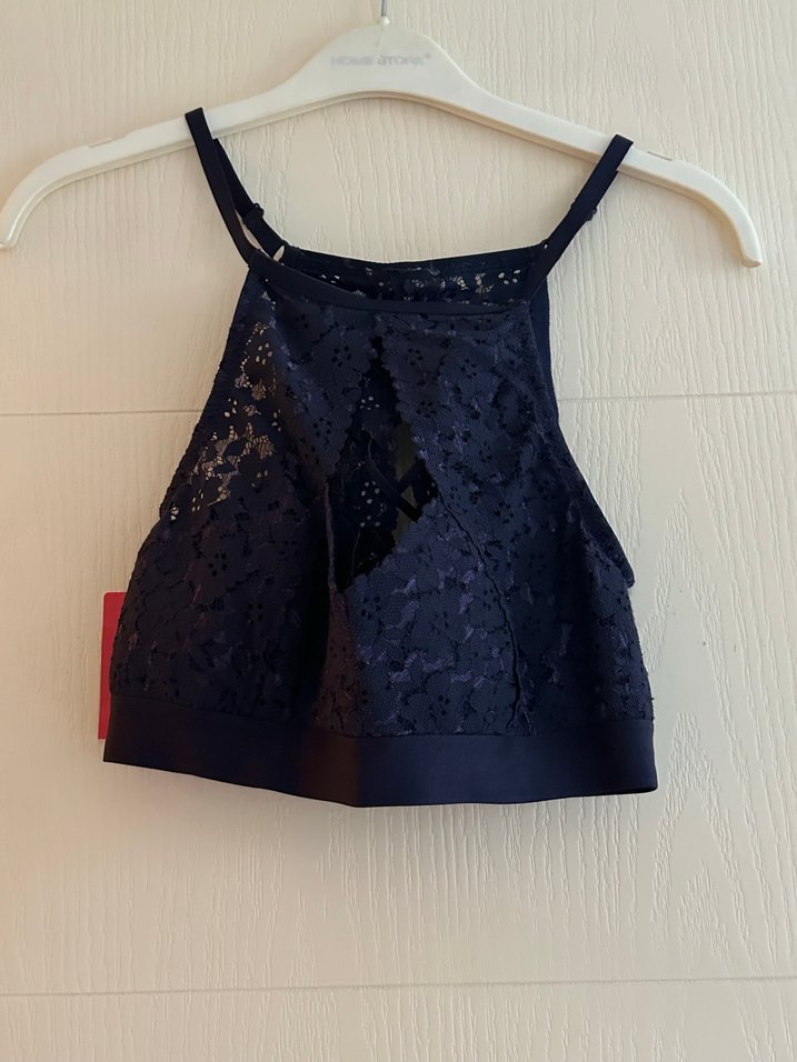 Lacivert Dantel Detaylı Büstiyer - Görsel 2