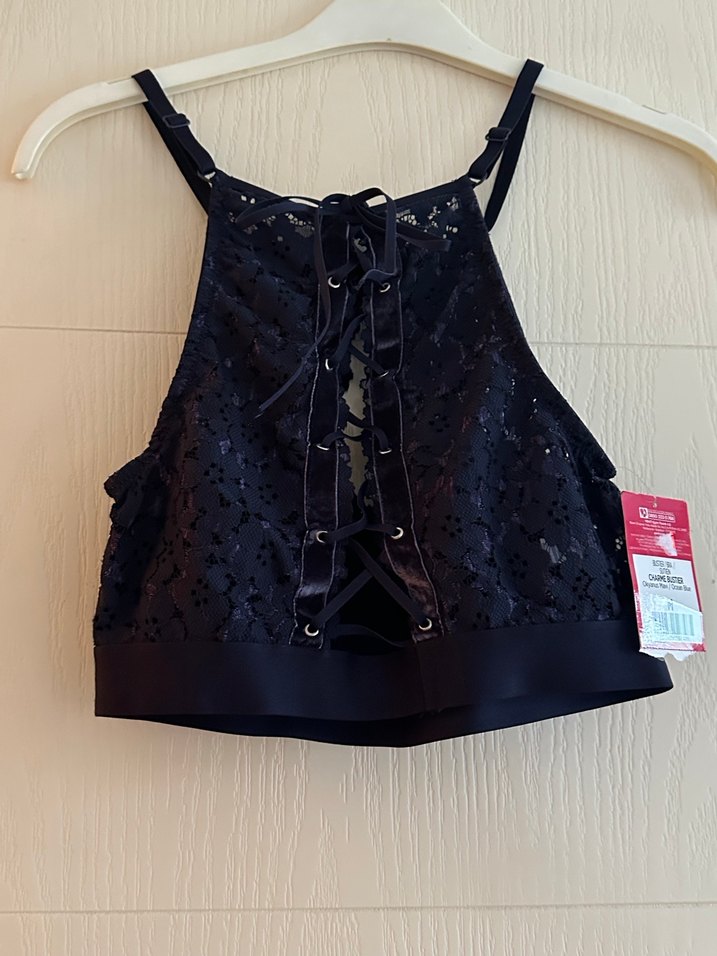 Lacivert Dantel Detaylı Büstiyer - Görsel 5