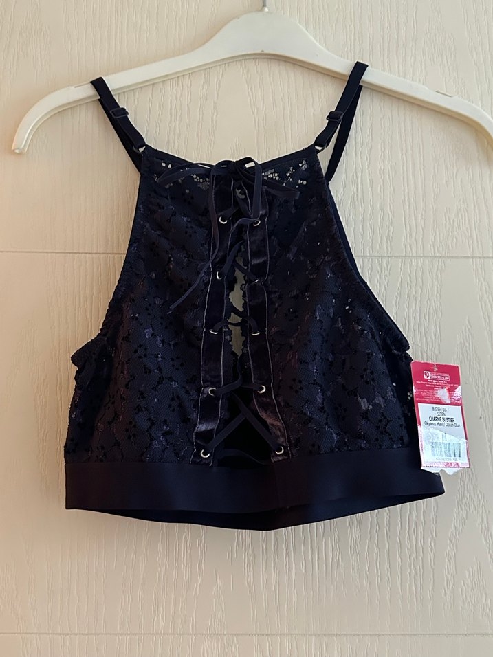 Lacivert Dantel Detaylı Büstiyer - Görsel 3