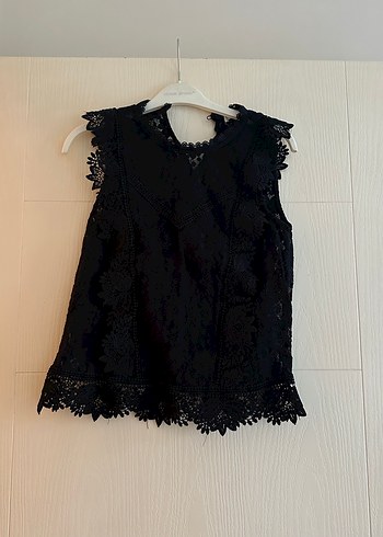 Siyah stradivarius güpür bluz - Görsel 2