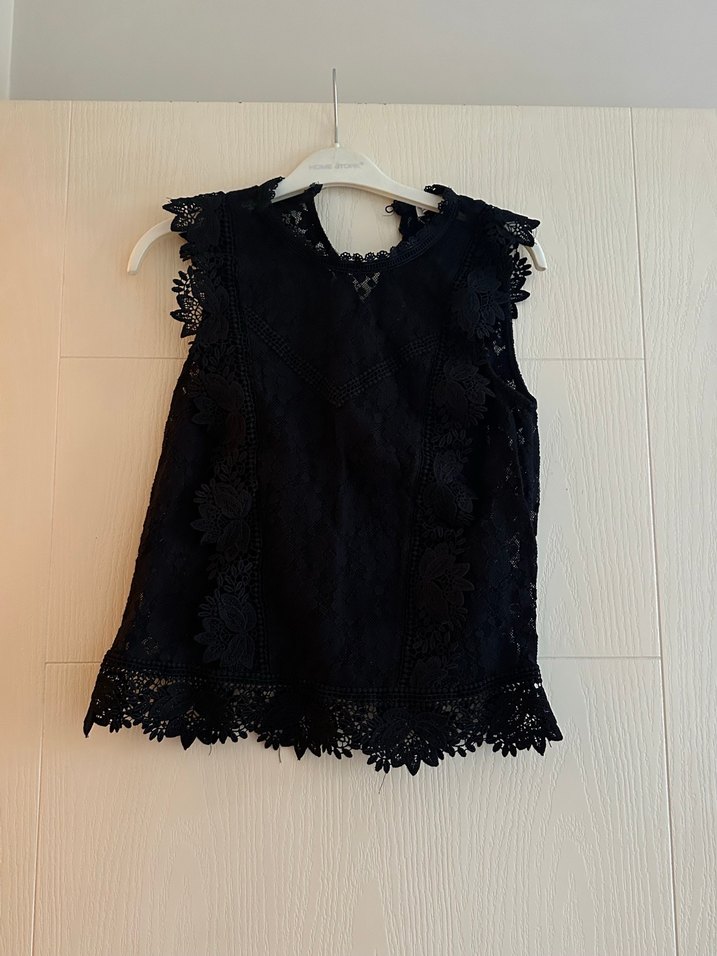 Siyah stradivarius güpür bluz - Görsel 2