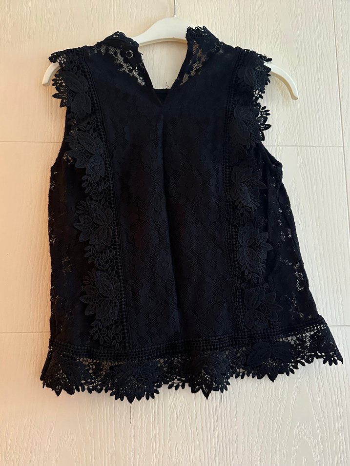 Siyah stradivarius güpür bluz - Görsel 4