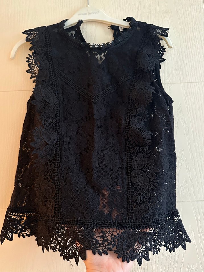 Siyah stradivarius güpür bluz - Görsel 3