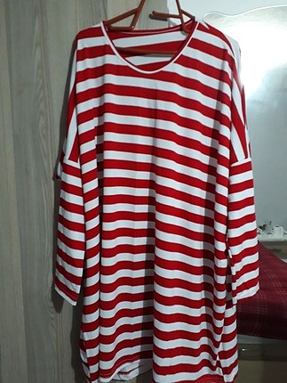 oversize çizgili tunik