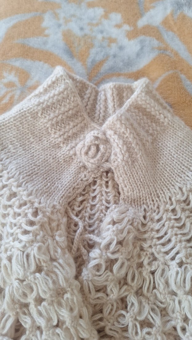 Kız Çocuk Beyaz Dantel Örgü Bohem Poncho - Görsel 4