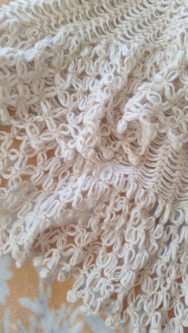 Kız Çocuk Beyaz Dantel Örgü Bohem Poncho - Görsel 2