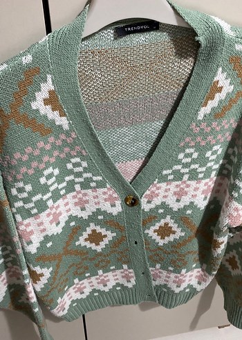 Bohem Çok Renkli Desenli Örgü Hırka - Görsel 3