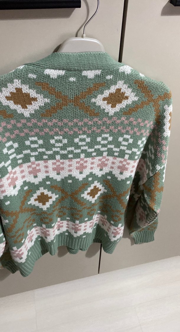 Bohem Çok Renkli Desenli Örgü Hırka - Görsel 4