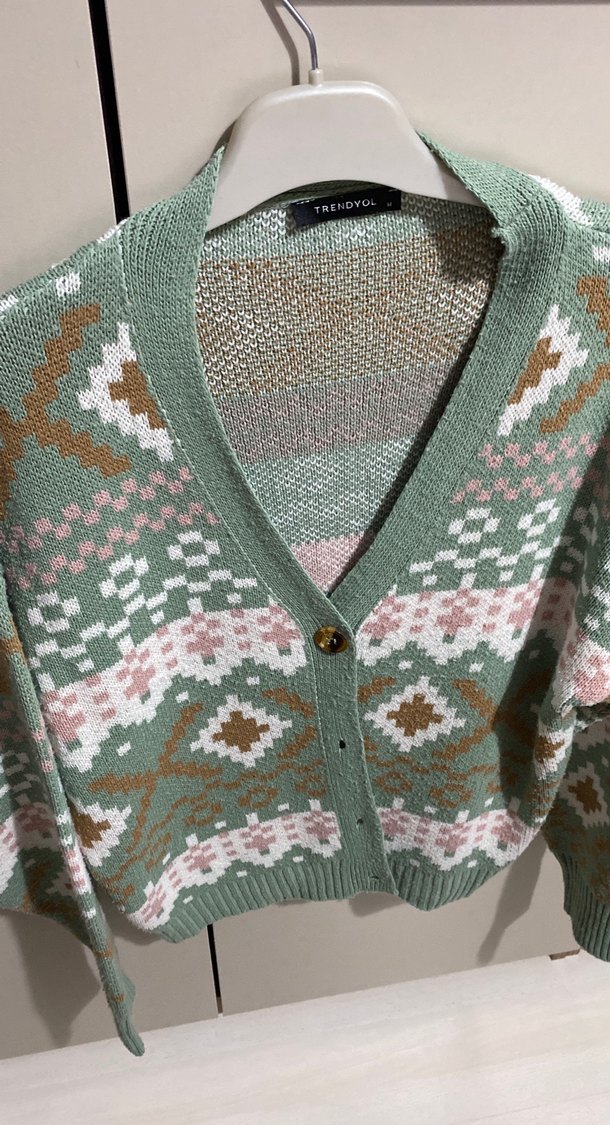 Bohem Çok Renkli Desenli Örgü Hırka - Görsel 3