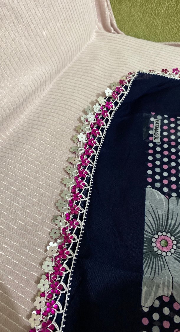 Dantel Detaylı Çok Renkli Kadın Tülbent - Görsel 4