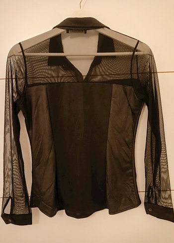 Deri Görünümlü Siyah Düğmeli Gömlek - Görsel 4
