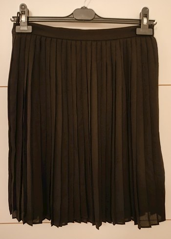 siyah Pilili Midi Kadın Etek - Görsel 2