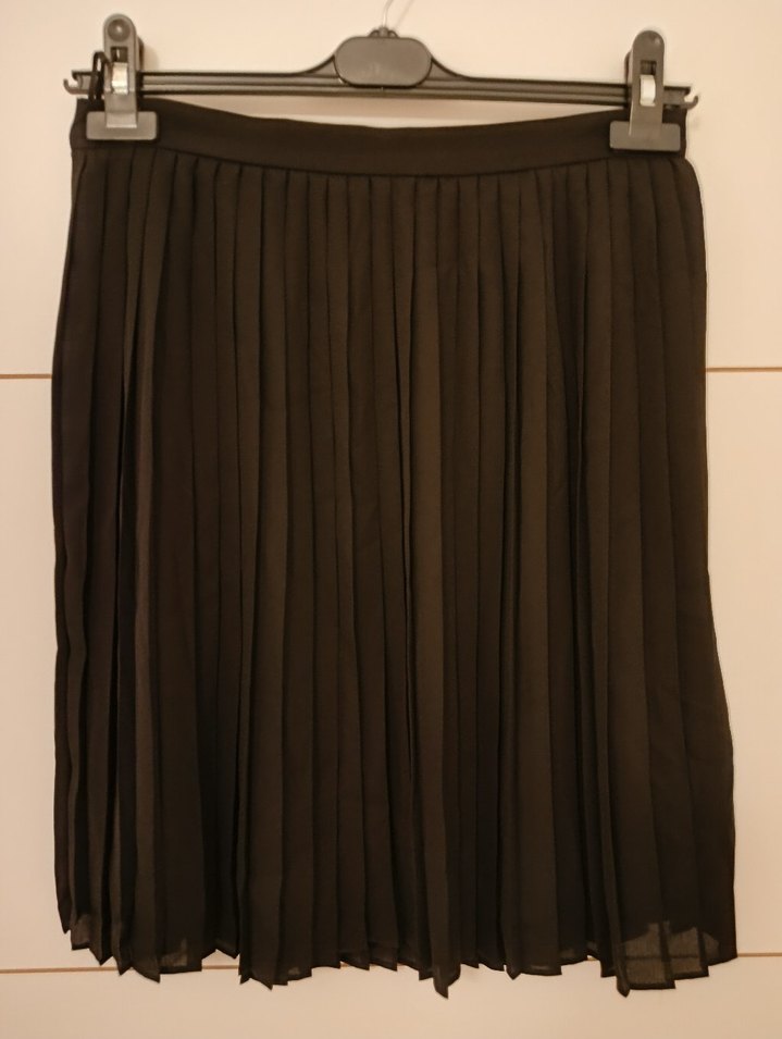 siyah Pilili Midi Kadın Etek - Görsel 2