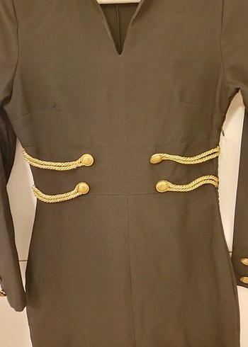 Düğmeli Siyah Kadın elbise - Görsel 2