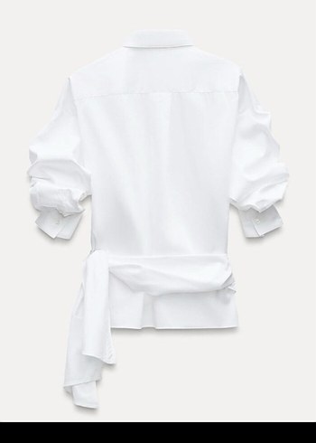 zara Beyaz Kuşaklı Kadın Gömlek - Görsel 2