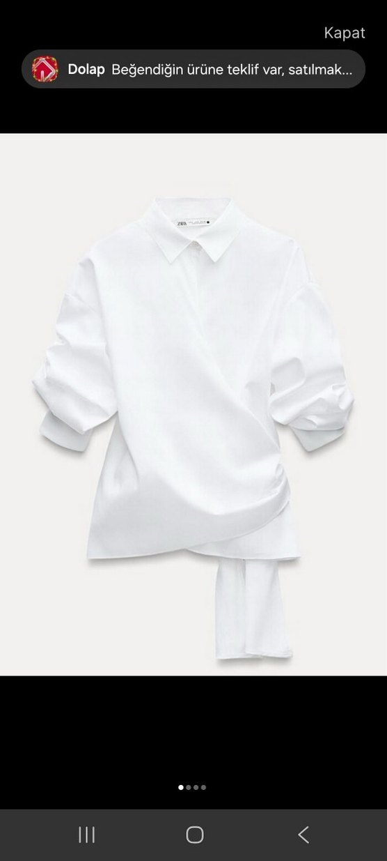 zara Beyaz Kuşaklı Kadın Gömlek - Görsel 3