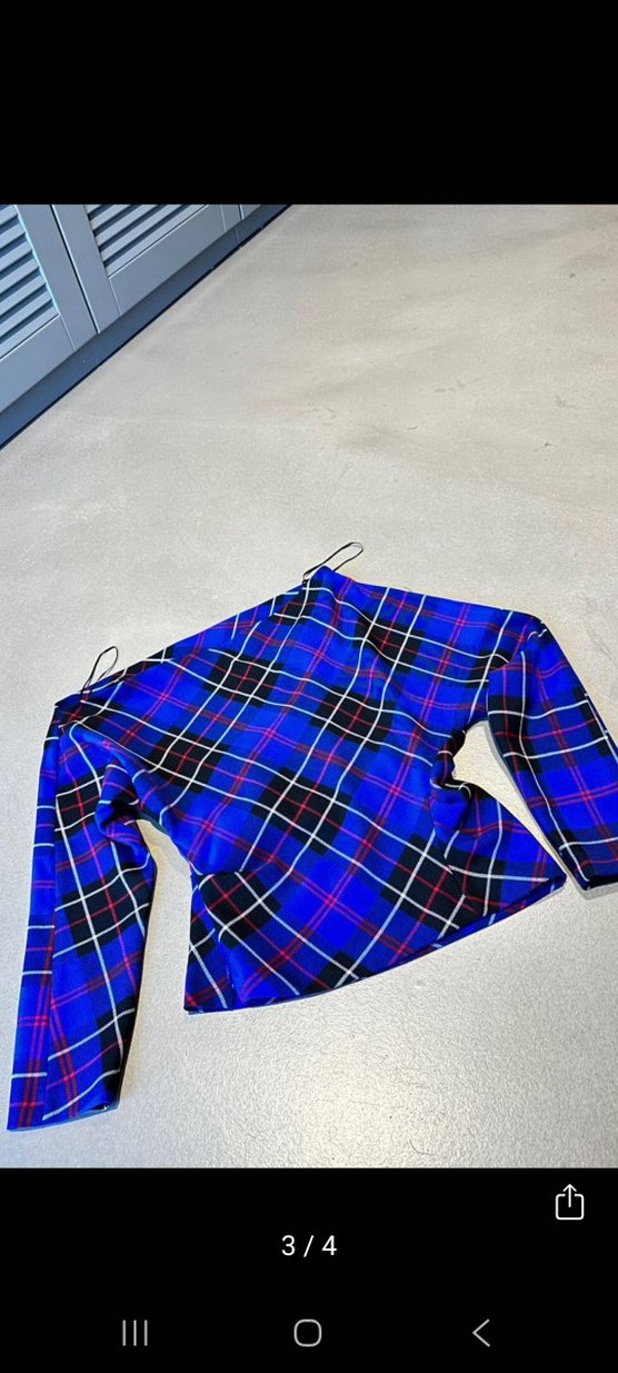 Mavi renk düşük omuz Uzun Kollu Kadın Bluz - Görsel 2